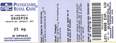 Image Of Doxepin HCl 25 mg Package Label (Package Label For 25mg Capsules)